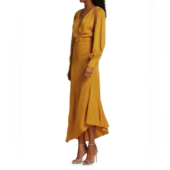 Ronny Kobo Estelle Silk Dress in Yellow ๐ป Revolve sz Medium - Picture 5 of 15